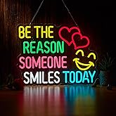 Be The Reason Someone Smiles Today Neon Sign for Wall Décor Motivational Neon Light USB Powered LED Dimmable Inspirational Sign with Classroom Light Decor