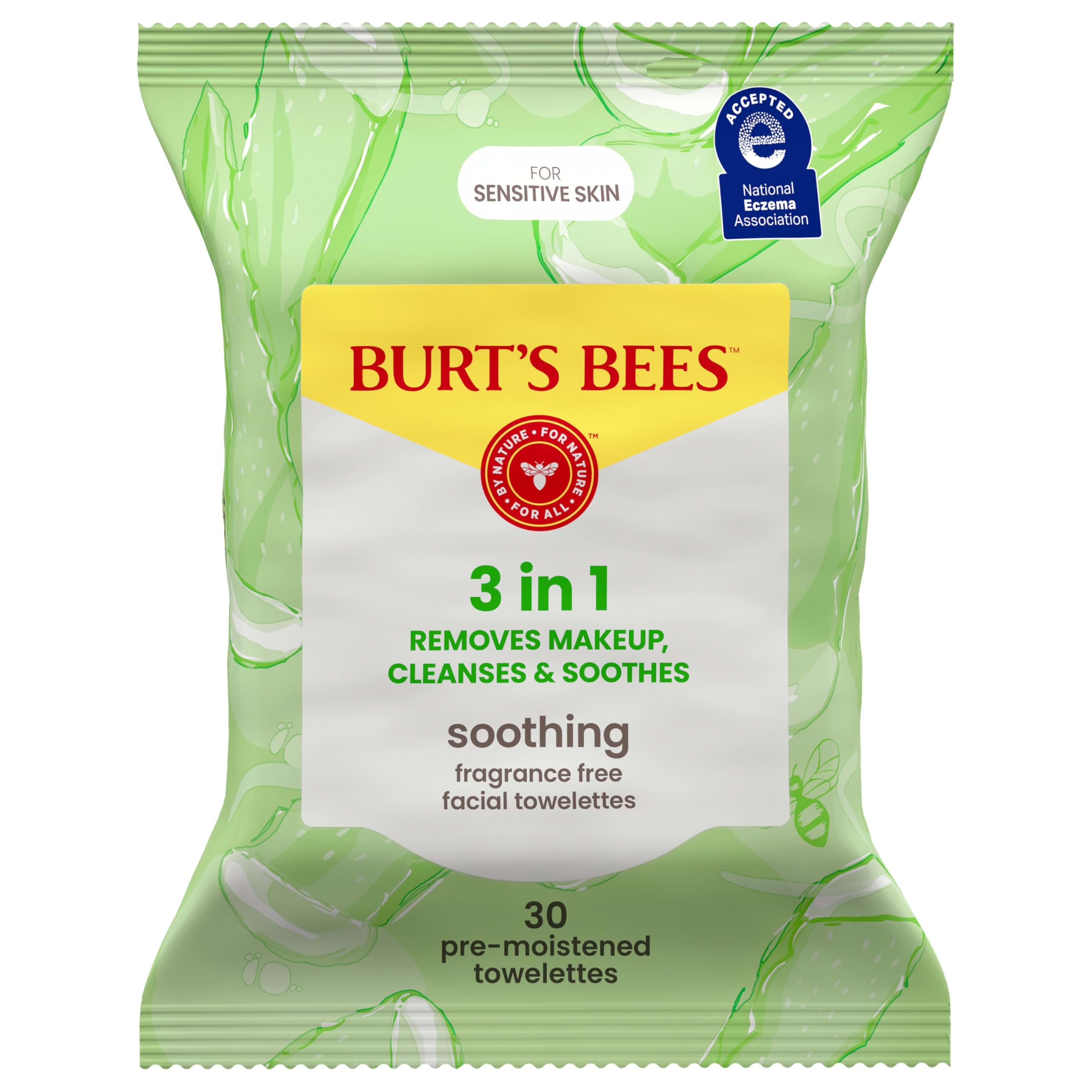 Burts Bees Facial Cleansing Towelettes Sensitive for Unisex 30 Count Towelettes