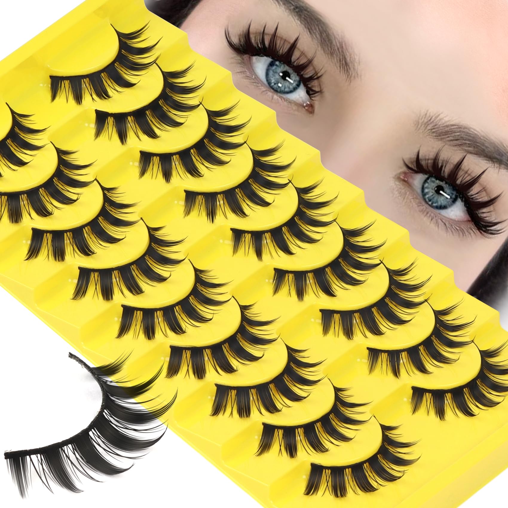 Photo 1 of Losha Lashes Spiky Manga Lashes Wispy Anime False Eyelashes 9 Pairs 8D Asian Eye Lashes Natural Anime Fake Eyelashes (Lovely)