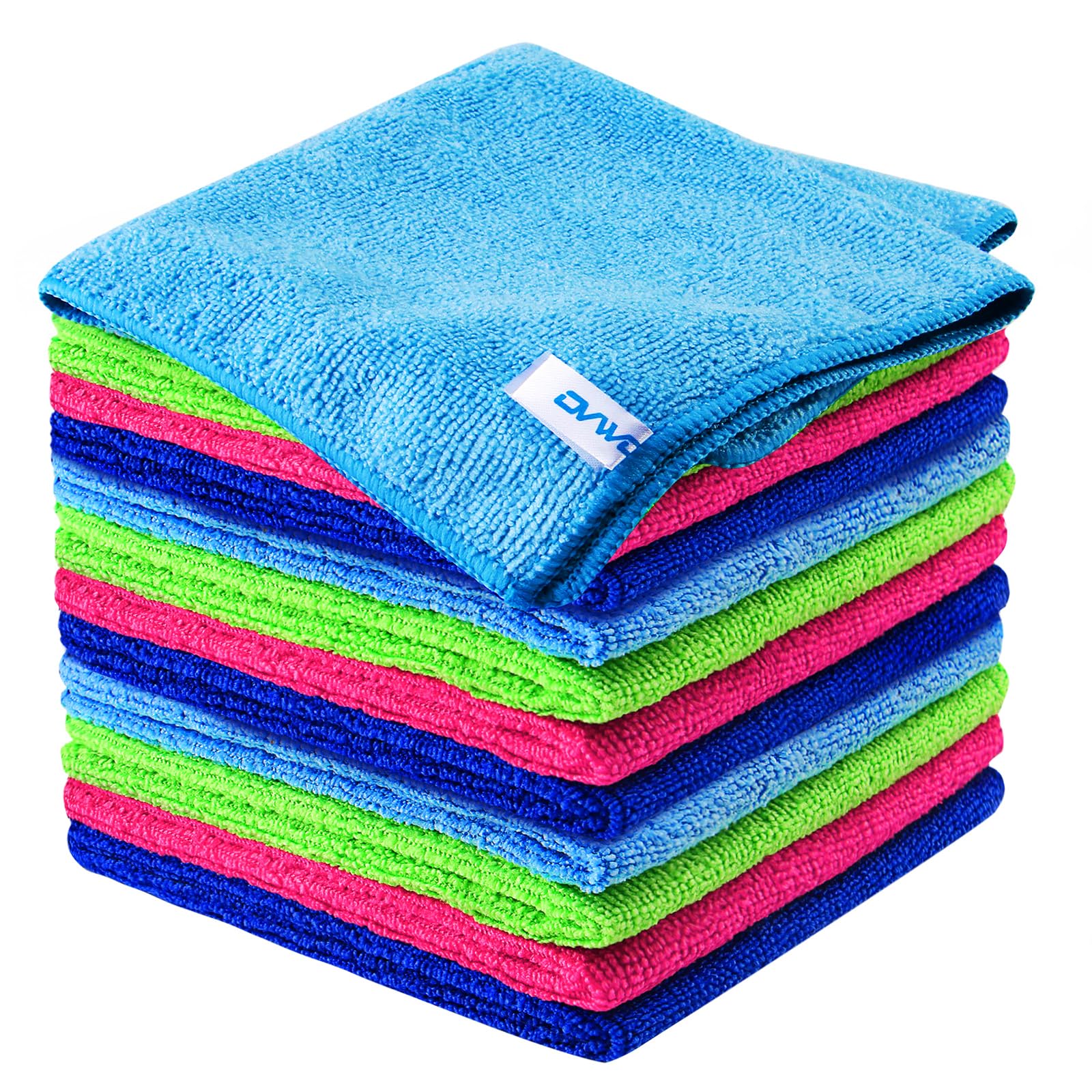 ovwo 12Pcs Premium Microfibre Cleaning Cloth - Highly Absorbent, Scratch Free, Reusable Cleaning Products - for Microfibre Cloth, Microfibre Towel, Dish Cloths, Dusting Cloths in Household Cleaning