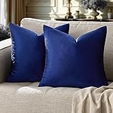 GIGIZAZA Royal Blue Velvet Decorative Throw Pillow Covers for Sofa Bed 2 Pack Soft Cushion Cover (Royal Blue, 18 x 18- Set of 2)