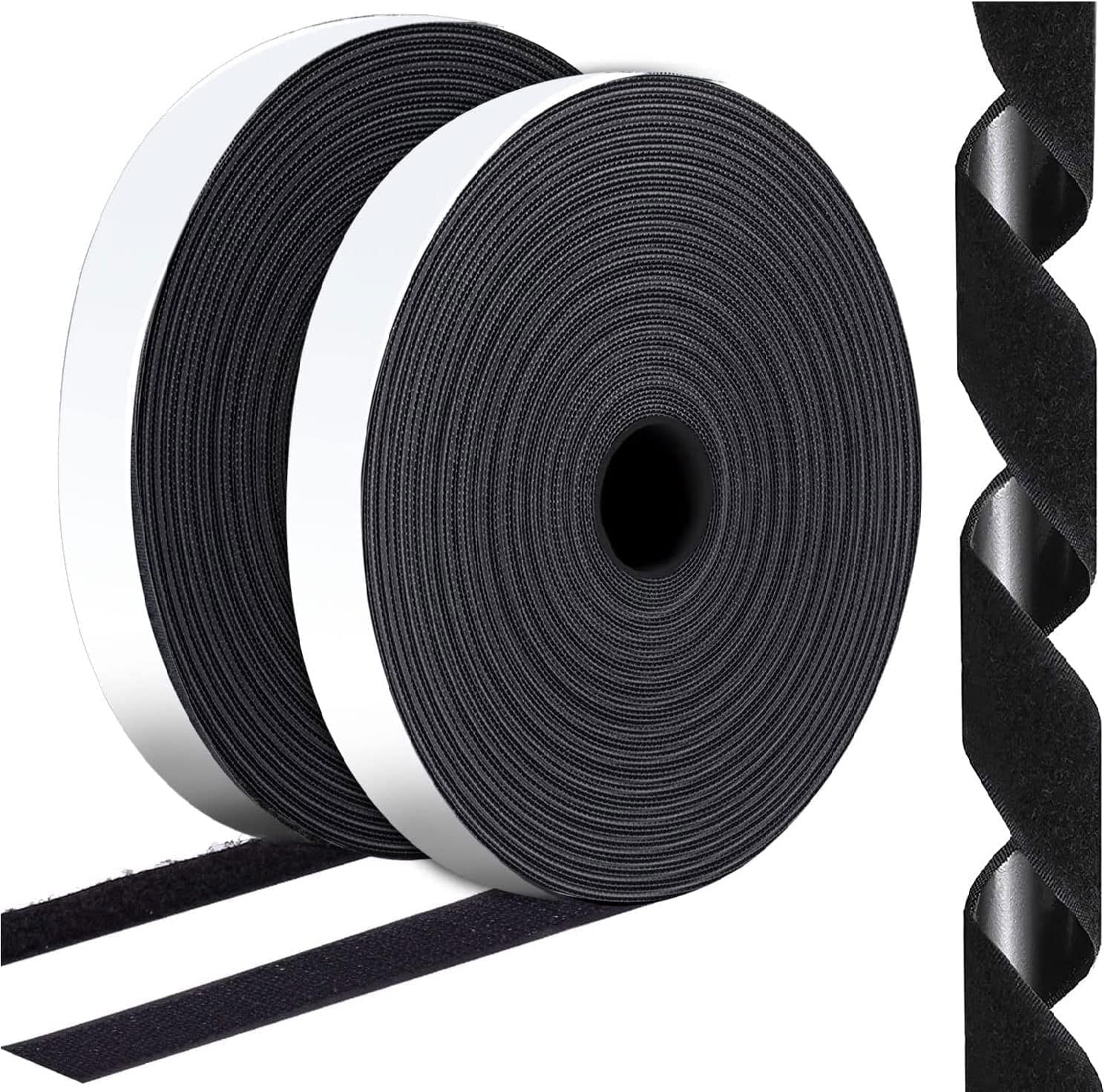 Sinwind Adhesive Hook and Loop Tape, 8M Double Sided Sticky Tape Heavy Duty, Self Adhesive Tapes Sticky Strips with Super Sticky Glue, 20mm Wide (Black)