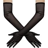 Hazhlko Women's Long Mesh Tulle Sheer Gloves Opera Party Gloves | for Wedding Bridal Opera Halloween Costume Evening Prom 1920's Dance Party, 23.6 Inch Length, Soft Stretchy Mesh