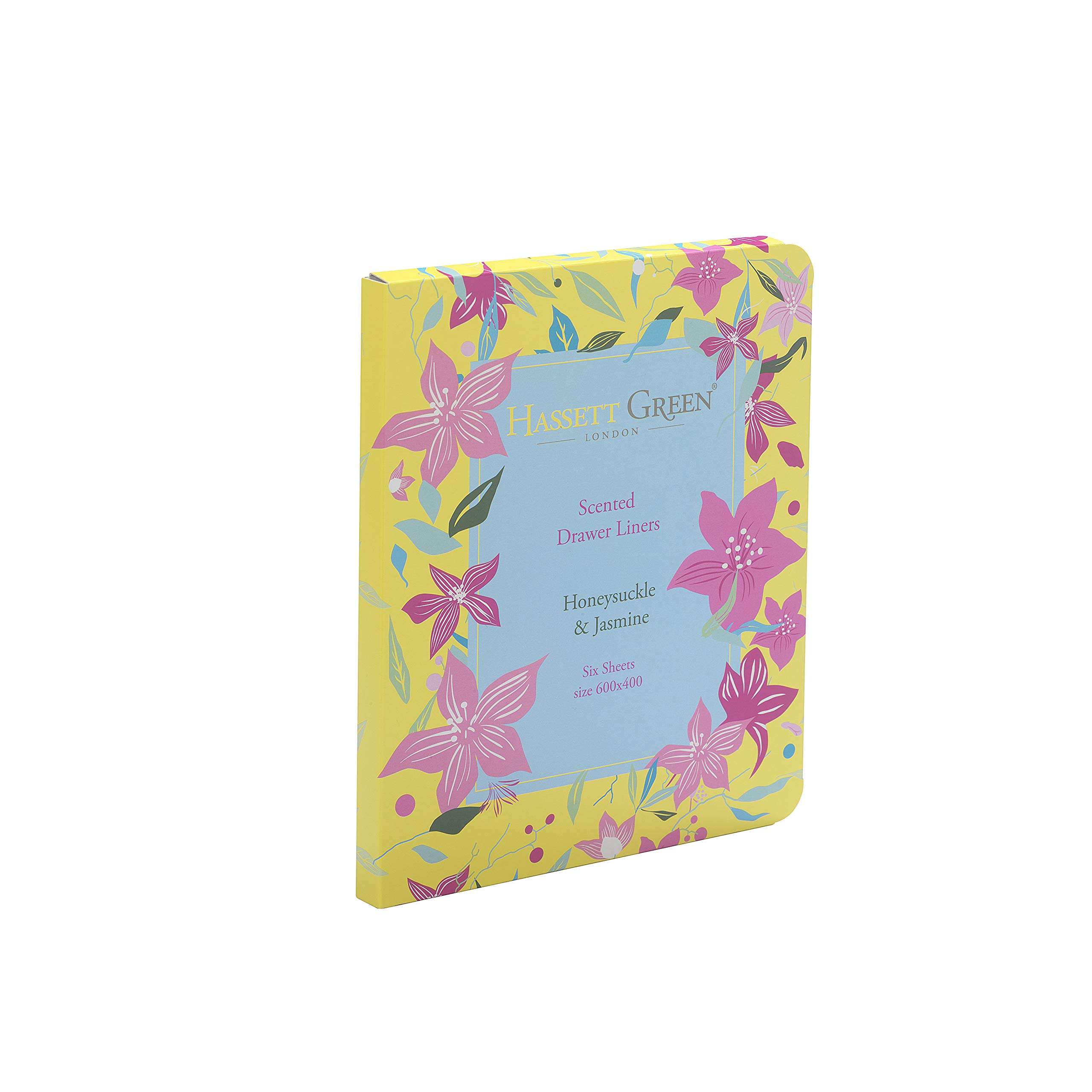 Hassett Green London - Honeysuckle & Jasmine Scented Drawer Liners - Single Pack of 6 Sheets size 600 x 400 mm (Single)