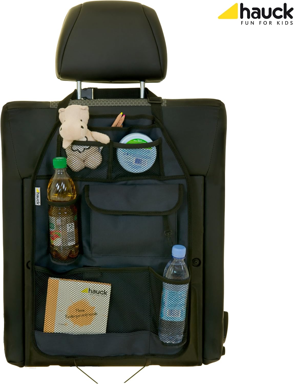 Hauck Cover Me Deluxe Car Organiser Seat Back Protector with Multi Pockets and Cup Holder, Kick Mat Cover, Grey - Image 4
