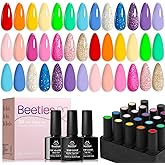 beetles Gel Polish Nail Set 23 Pcs 20 Colors Rainbow Summer Collection Green Pink Blue Glitter Nude Manicure Kit for Women Gi
