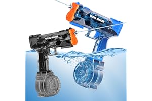 YIVSEN 2P Strongest Electric Water Gun with 400 Ammos, Transparent Automatic Squirt Guns High Powered IP67 Waterproof, Classic Continuous Water Blaster Summer Pool Toys for Kids/Aldults