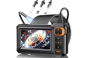 AUKONVEE Endoscope Borescope Camera with Light, 4.3" IPS 1920P HD Inspection Camera, 7.9mm IP67 Waterproof with 8 Adjustable LEDs, 16.5FT Semi-Rigid Snake Cable for Sewer, Automotive Engine, Pipe, HVAC