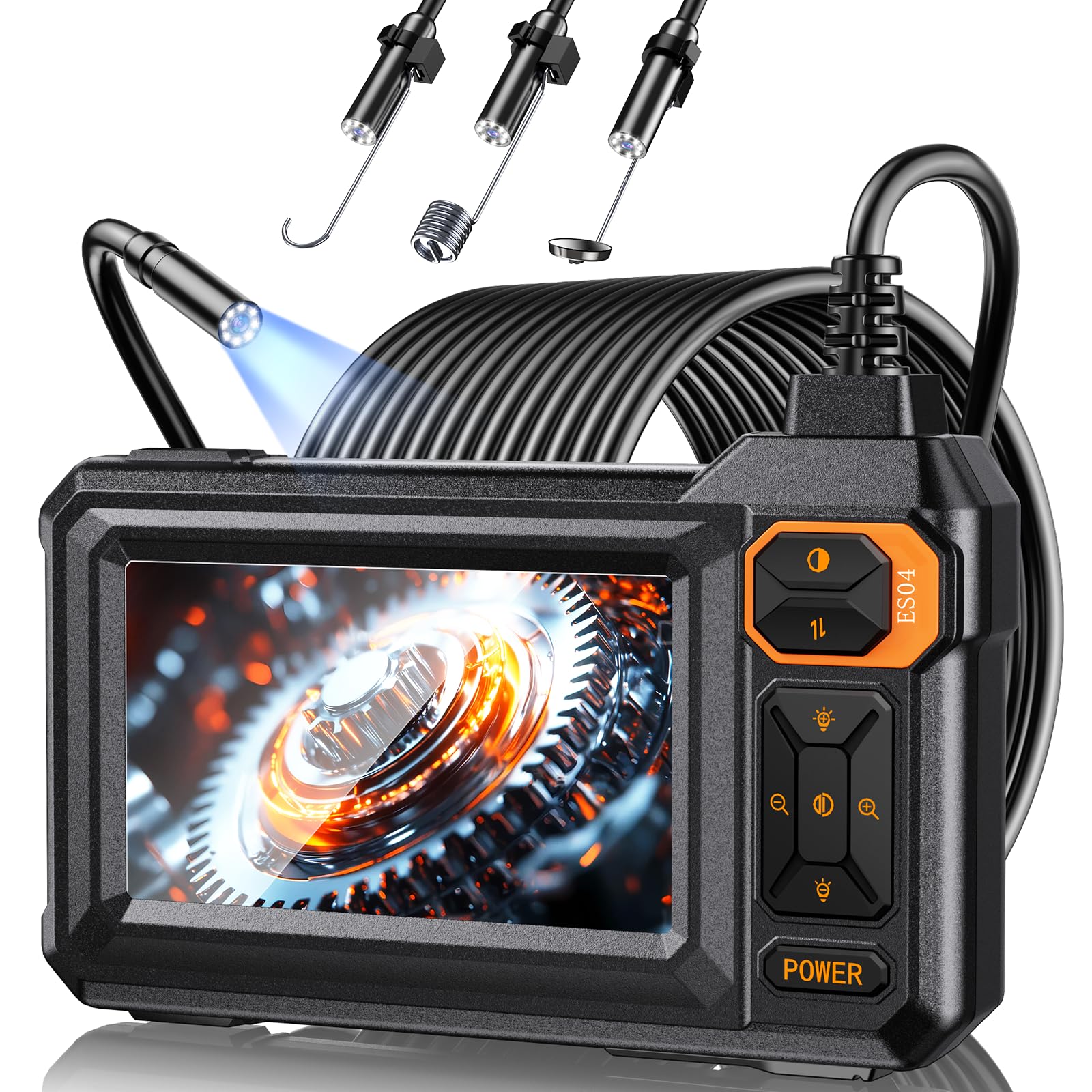 Endoscope Borescope Camera with Light, 4.3" IPS