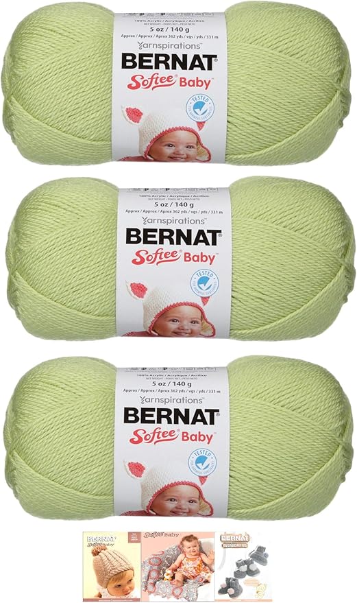 Bernat Softee 100 Acrylic Baby Yarn 3 Pack Bundle Includes