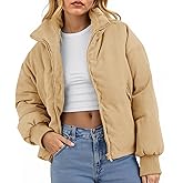 Fisoew Womens Winter Corduroy Puffer Jackets Cropped Puffy Quilted Jackets Coat 2025