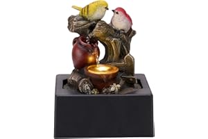TERESA'S COLLECTIONS Tabletop Water Fountain Outdoor for Home Decor, Birds Statues Waterfall Fountain Indoor for Living Room 
