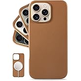 LONLI Classic Leather Phone Case for iPhone 16 Pro Max, Brown | European Genuine Vele Leather, Smoothen and Soften Over Time, Compatible with Magsafe