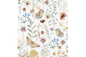Timeet Floral Wallpaper Peel and Stick Wallpaper Boho Multicolor Flower Wallpaper Self Adhesive Removable Wallpaper for Room Wall Covering Shelf Cabinets Decor 16.14in x 9.8ft Vinyl Roll