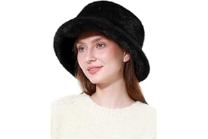 RULALA FANCY Women's Faux Fur Bucket Hat Winter Short Plush Warm Ladies Fisherman Cap