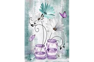 YSUNETER Daisy Diamond Art Painting Kits for Adults, Rustic Flower Full Drill Diamond Dots Paintings for Beginners, Round 5D Paint with Diamonds Pictures Gem Art Painting Kits DIY Crafts Kits 12x16inch