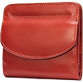 Plinvo Ultra-Thin Genuine Leather Wallet for Women Bifold Compact Travel Coin Purse Green (Red)