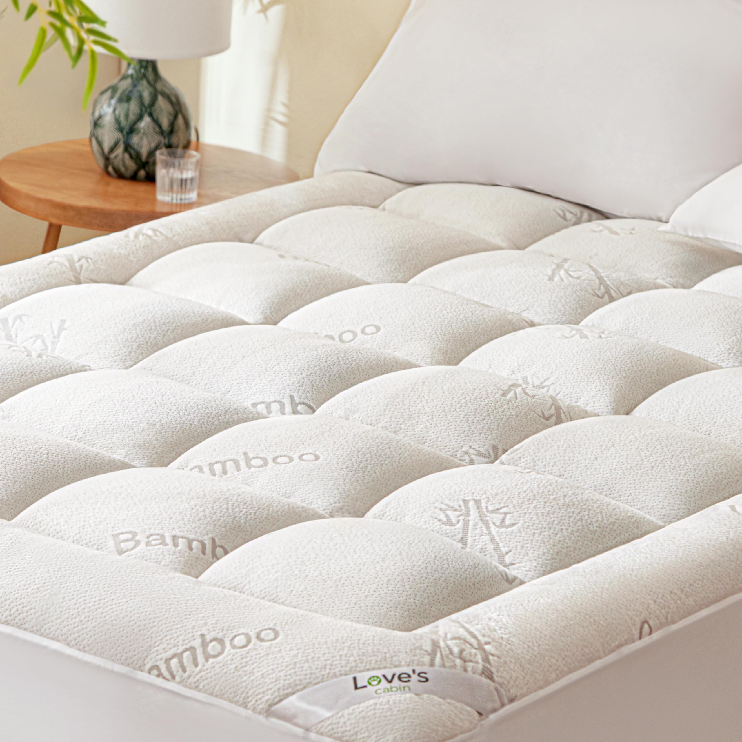 Photo 1 of Love's cabin Twin Mattress Topper, Rayon Derived from Bamboo, 900 GSM Breathable Mattress Topper Pad, Thick Pillow Top Mattress Pad Stretches up with 8"-20" Deep Pocket(39"x75")