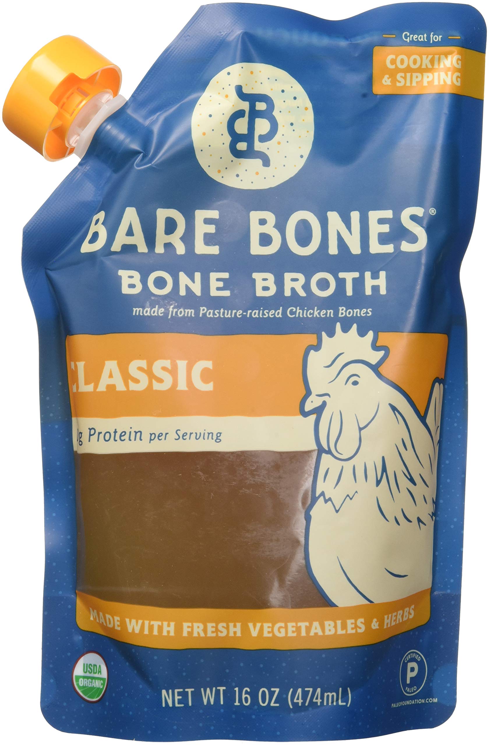 Bare Bones Chicken Bone Broth for Cooking and Sipping, Pasture Raised