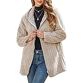 Vipwest Womens Fleece Jacket Hooded Winter Warm Full Zip Long Sleeve Sherpa Jacket Coat Outerwear with Hood (S-5XL)