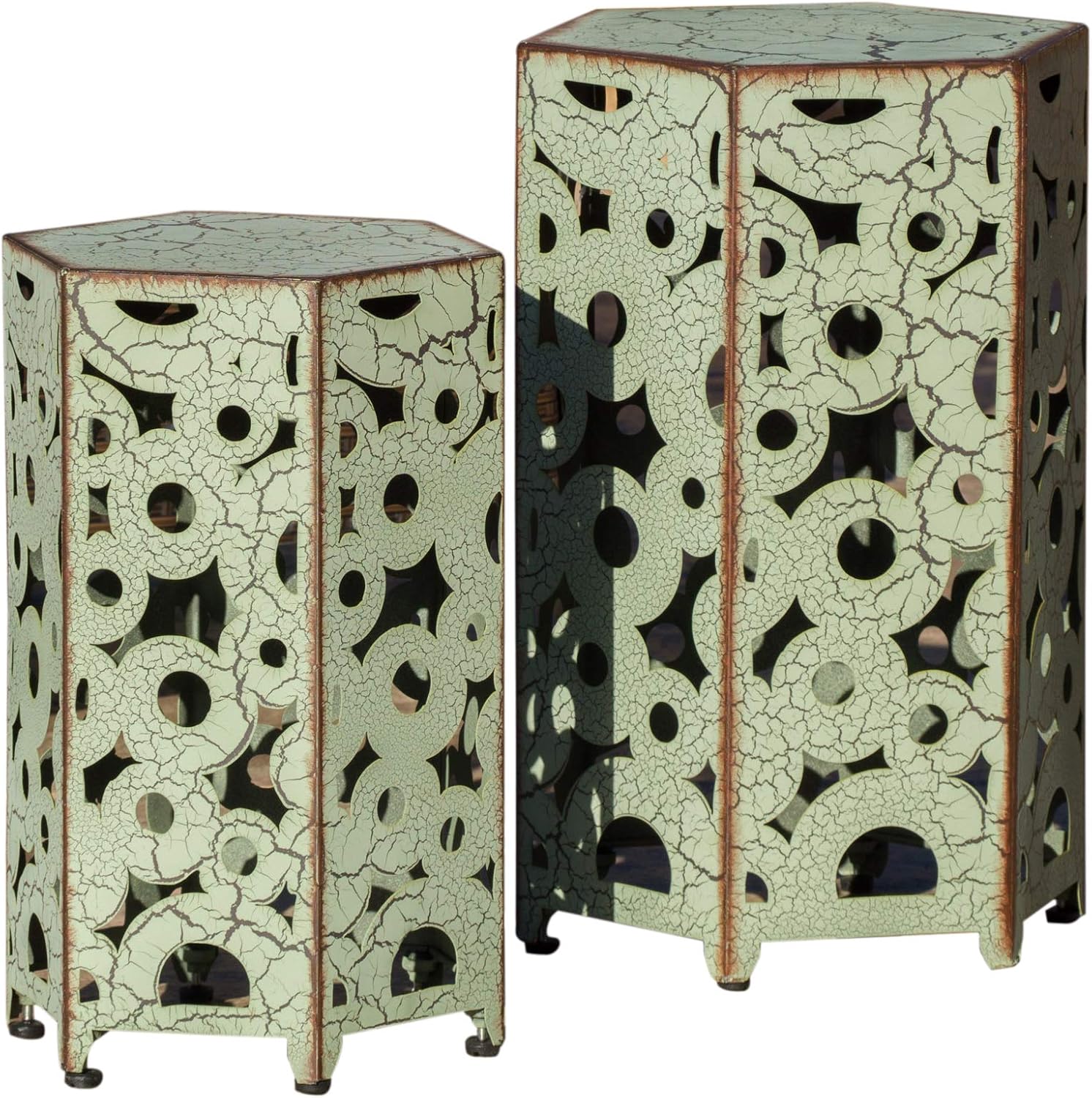 Best (Set Of 2) Antique Style Yellow Accent Side Table