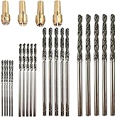 Drilax 24-Piece Diamond Drill Bit Set (1mm, 1.5mm, 2mm, 2.5mm) Compatible with Dremel Rotary Tools, Includes 4 Collets – for 
