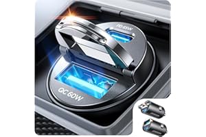 JOYROOM 2-Pack 125W USB C Car Charger [Mini, Flush Fit w/Pull Ring] Dual-Port Car Cigarette Lighter Adapter, Super Fast Car Charger for iPhone 17/16 Pro Max, Galaxy S26/25, MacBook Air, iPad and More
