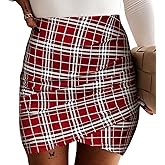 EXLURA Women's Bodycon Ruched Tulip Mini Skirt Elastic High Waist Asymmetrical Short Skirts