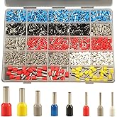 1200pcs Wire Ferrule Terminals Kit - 8 Types AWG 22-7 Connectors, Pin Terminal Assortment, Copper Crimp Connector Insulated C