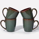 Pokini Coffee Mug 14 oz, Ceramic Coffee Mugs Set of 4, Reactive Glaze Mug for Latte/Tea/Cappuccino, Large Stackable Mug Set for Men, Women, Dad, Mom, Dishwasher & Microwave Safe, Brown Green