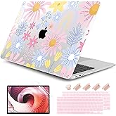 DONGKE Compatible with MacBook Air 13 inch Case 2021 2020 2019 2018 Release A2337 M1 A2179 A1932 with Retina Display Touch ID, Plastic Hard Shell & Keyboard Cover - Florals