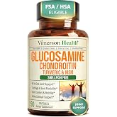 Glucosamine Chondroitin MSM Joint Support Supplement for Women &amp; Men 90 Ct | Shellfish-free Glucosamine Sulfate 1500mg, 65% Boswellia Extract, 4:1 Turmeric Extract &amp; Quercetin - Joint Health &amp; Mobility