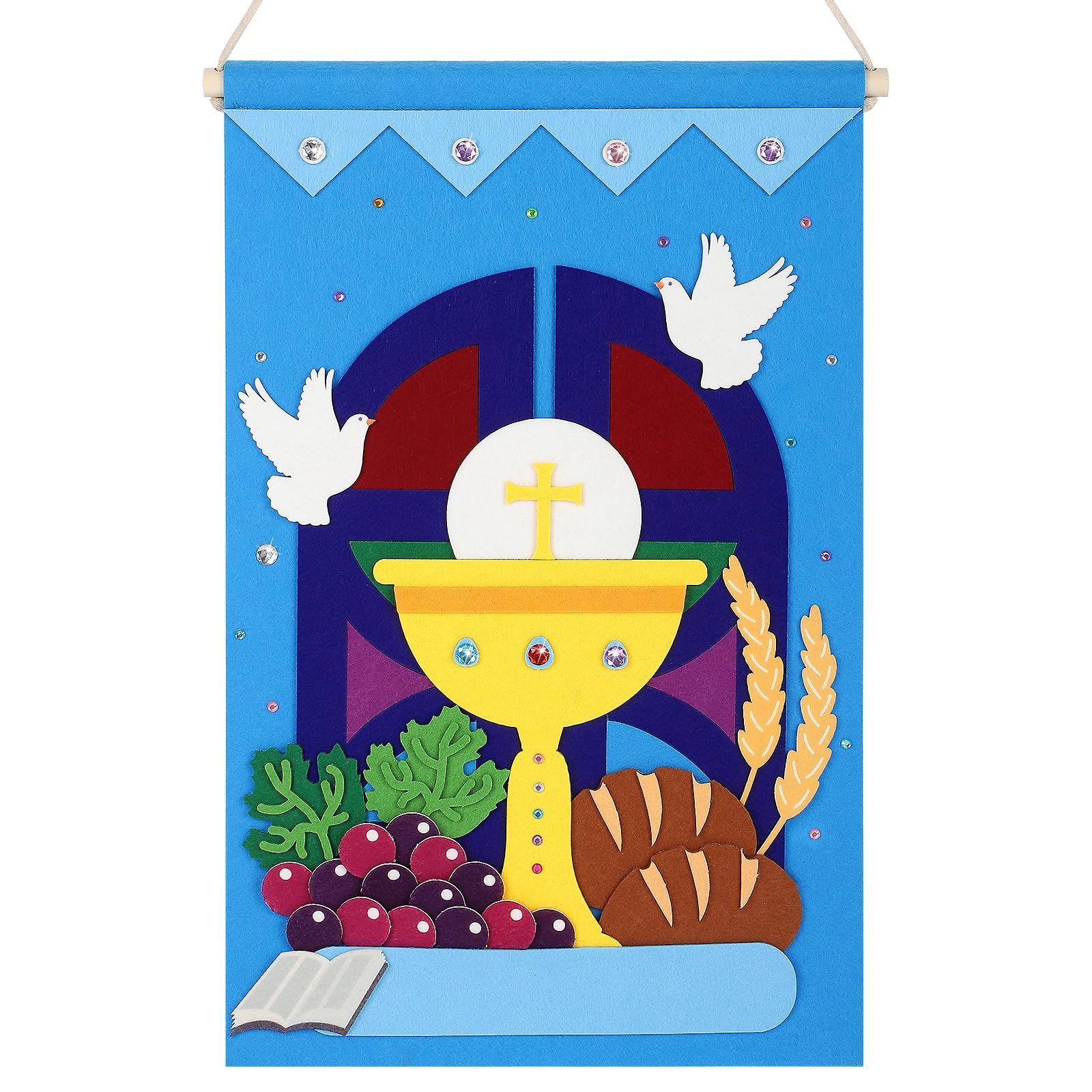 First Communion Banner Kit for Boys Girls Catholic Craft Pack First Holy Communion Banner kits DIY Holy Communion Banners Church and Sunday School Crafts for Kids First Communion Felt Decor Set