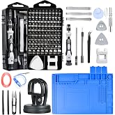 Precision Screwdriver Set, Electronics Repair Tool Kit with Anti Static Mat, ESD Wristband,Fast Home Multi-types Drivers for Phone, Computer, Laptop (Black)