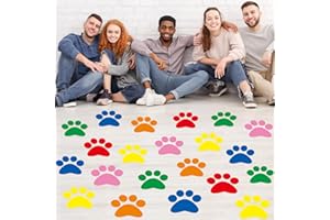 ReliThick 30 Pcs Paw Print Floor Decal 7.5" Large Pawprints Wall Cling Self Adhesive Footprint Floor Cling Window Stickers Wall Decal for Bedroom Living Room Decor(Multicolor)
