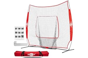 MONOJOY 7x7ft Baseball Net for Batting and Pitching, Portable Softball Hitting Net with Carry Bag, Durable Batting Net for Backyard, Practice & Training