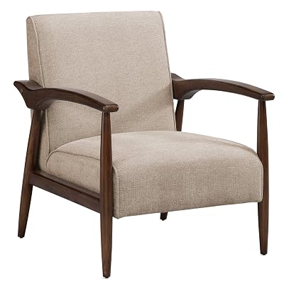 chair mid century wood frame upholstered chairs fabric studio retro accent lounge amazon wooden upholstery baxton beige modern sorrento grey