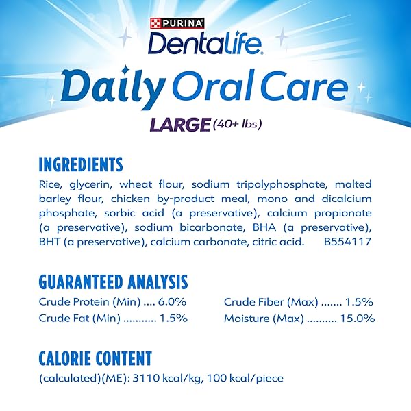 DENTALIFE DAILY ORAL CARE DOG TREATS FOR LARGE DOGS 40 PLUS LBS., CHEWY DENTAL TREAT TO FRESHEN BREATH AND FIGHT TARTAR, CHICKEN FLAVOR, 36 OZ., 30 CHEWS – 30 CT. POUCH