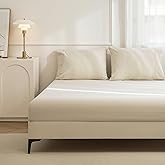 JIYUAN 100% Washed Cotton 3 Pieces Queen Fitted Sheet Set,Linen Like Cozy Soft & Breathable, Deep Pocket Fitted Sheet (Fits Mattress up to 17") + 2 Pilowcases, Heathered Beige