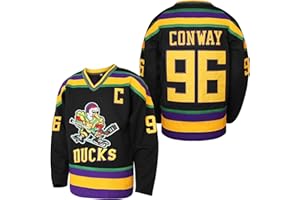 EETUG Mighty Ducks Jersey #96 Charlie Conway #99 Adam Banks #33 Greg Goldberg #66 Gordon Bombay Movie Hockey Jersey White Green
