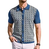 PJ PAUL JONES Men's Contrast 70s Vintage Polo Shirts Short Sleeve Knitwear