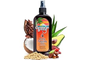 Caribbean Breeze SPF 4 Dark Tanning Oil Intensifier, Tanning Accelerator Outdoor with Mango Lime Fragnance, Rich in Anti Oxidants, Beta-Carotene, and Pomegranate Extracts, 8.5 oz (250 ml)