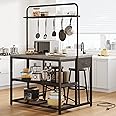 Kitchen Island With Storage, Bakers Rack With Storage, Island Table for Kitchen, Large Kitchen Island Table, Island for Kitchen,Coffee Bar Table With Shelf for Kitchen Dining Room (Grey, 46*27.5*71)