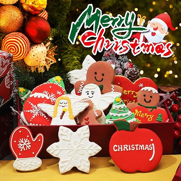 CHRISTMAS COOKIE CUTTERS SET – 24 PCS HOLIDAY COOKIE CUTTER WITH 8 SHAPES – GINGERBREAD MEN, CHRISTMAS TREE, SNOWFLAKE, APPLE, ANGEL, GLOVES, HEART AND STAR BISCUIT CUTTERS FOR WINTER HOLIDAY BAKING