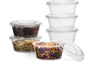 Plastimade Clear Disposable Plastic Portion Cups With Lids (200 Sets - 3.25 Oz) - Disposable Condiment Cups, Sauce/Dip/Dressing Cups, Souffle Cups & Jello Shot Cups With Lids | Grea