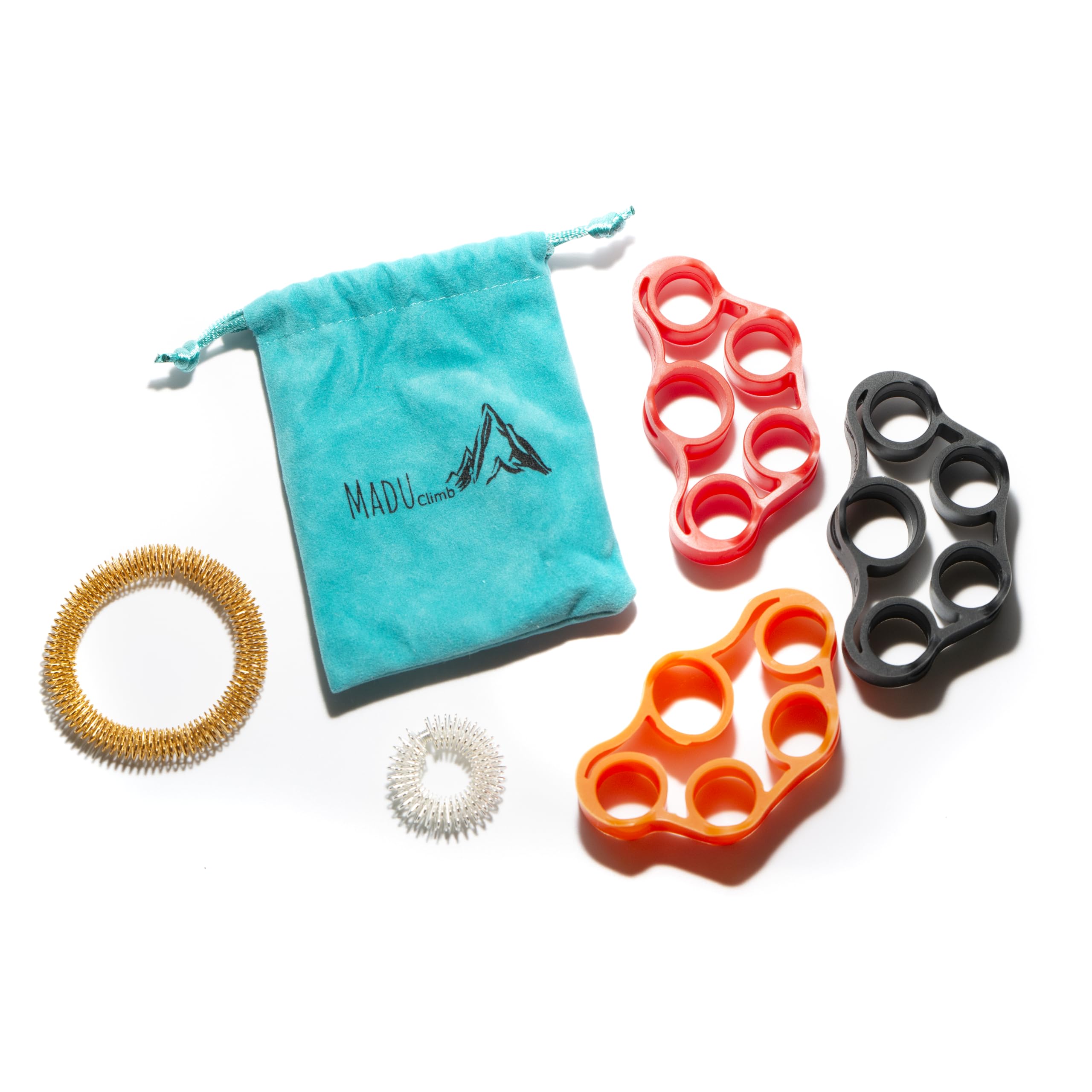Madu Climb Finger bands Rehabilitation Extensor climbing injury strength tools + Two Acupressure rings