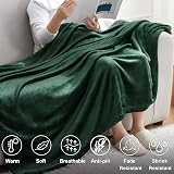 EHEYCIGA Fleece Blanket 150x200cm Dark Green Soft Flannel Throw view 5