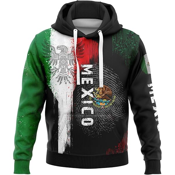 Felpa Con Cappuccio Unisex FAYBA | Stampa 3D Messicana Azteca | Verde Taglia XXL | Casual E Comoda