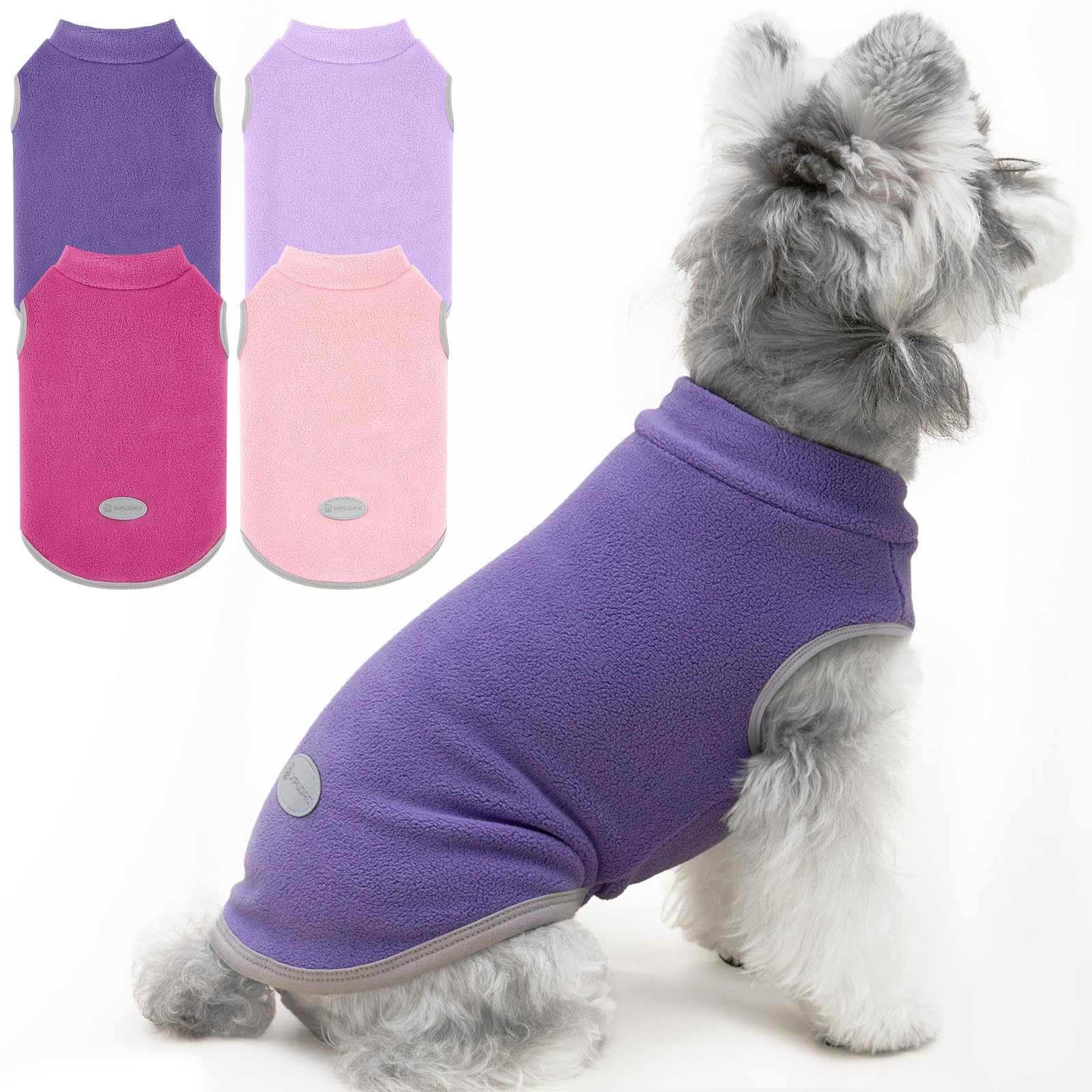 Photo 1 of XPUDAC 4 Pieces Fleece Dog Sweaters Vest Winter Warm Dog Clothes for Small Medium Large Dogs Girl Soft Pullover Doggie Sweatshirt Puppy Cold Weather Jacket, 510-S