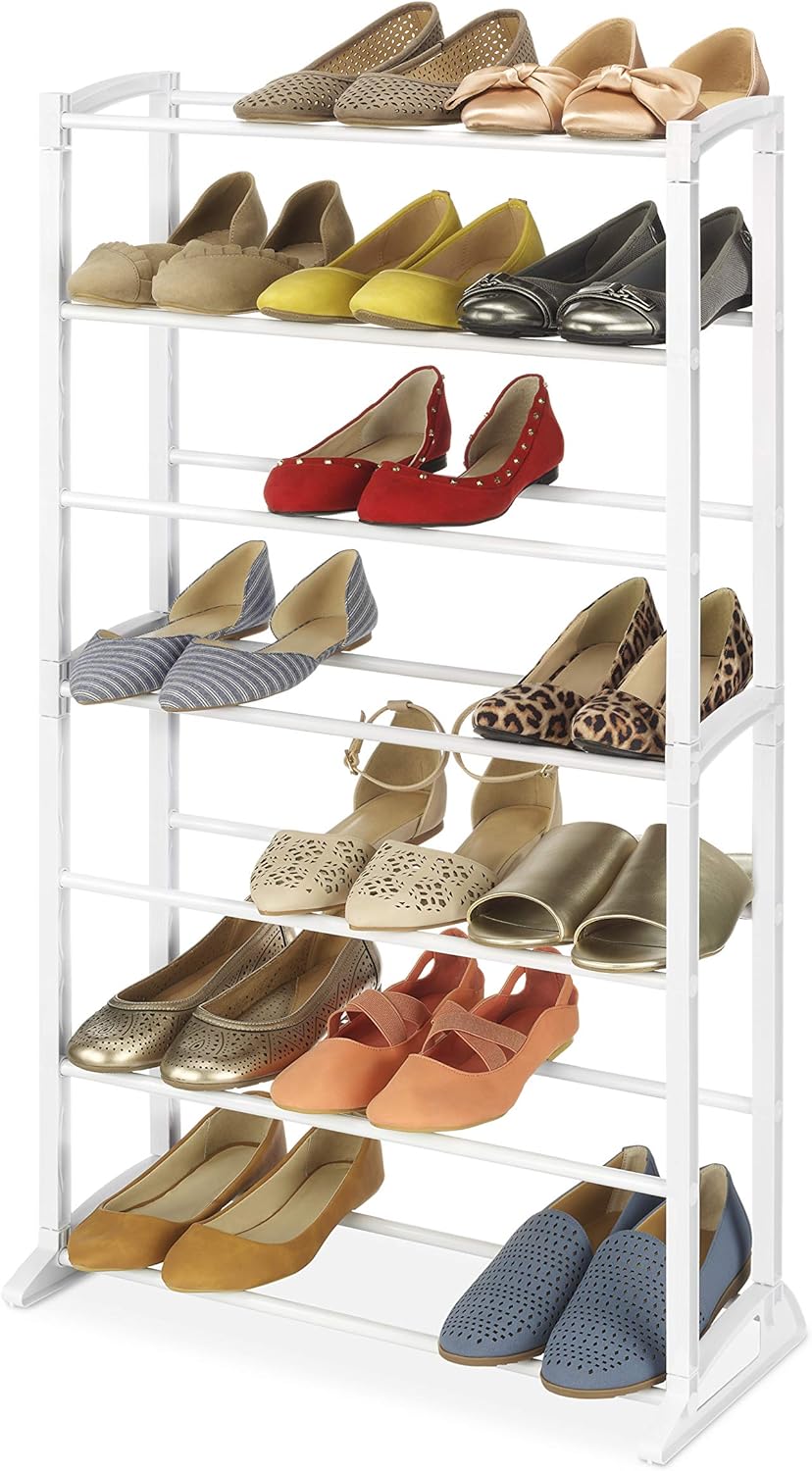 resin shoe rack on Amazon Com Whitmor 21 Pair White Shoe Rack Home Kitchen